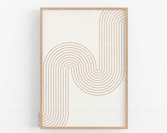 Arte moderna geometrica di metà secolo, Arte murale stampabile, Arte murale neutra, Stampa minimalista, Arredamento Boho, Stampa scaricabile, Poster di arte astratta