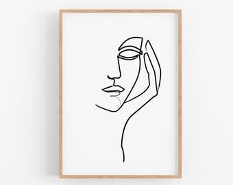 Stampa artistica di un volto con una sola linea, disegno di una donna con una sola linea, arte murale stampabile, stampa di una donna astratta, poster di un'arte lineare minimalista, schizzo di un volto femminile