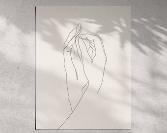 Trzymające się za ręce Line Art, Line Drawing Print, Pobieralne wydruki, Wydrukowana sztuka ścienna, Minimalistyczny plakat do wydrukowania z dłońmi, Wydruk dłoni pary