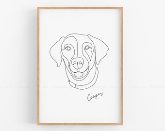 Pet Portrait, Dog Portrait Custom, Line Art, Custom Dog Portrait From Photo, Pet memorial art, Minimalist Digital Portrait, One Line Drawing