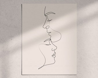 One Line Custom Portrait, Personalized Gift For Him, Portrait from photo, Couple Portrait, Custom Line Art, One Line Drawing, Printable Art