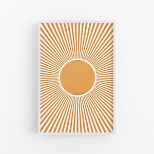 Sun wall art Boho decor Mid century Modern art print Abstract sun rays Shining art poster Minimalist sun print Printable wall art Sunburst