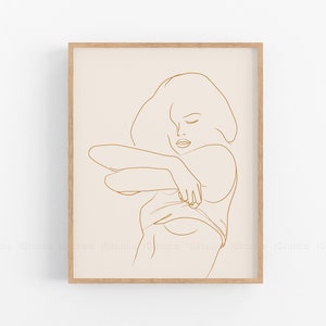 Abstrakte Frau Linie Kunstdruck, weiblicher Körper, druckbare Wandkunst Minimalistische Frau Zeichnung Neutrale Töne drucken herunterladbare Drucke, Boho Dekor