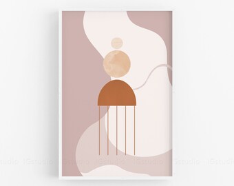 Geometric printable wall art Mid century Modern art print Purple wall art Minimalist print Boho decor Abstract art Downloadable prints