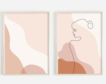 Set von 2 abstrakten Prints, druckbare Linie Kunst, weibliche Figur zwei Drucke Set, modernes Plakat, minimalistischer Druck Set, Wandkunstgalerie Set