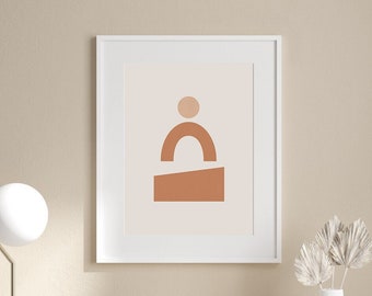 Geometric Minimalist Orange And Pink Printable Wall Art, Neutral Wall Art, Mid Century Modern Print, Abstract art poster, Boho Decor