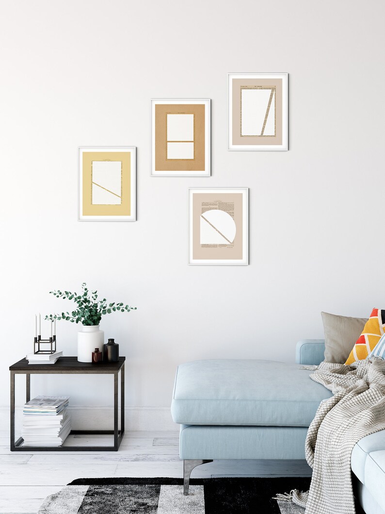 Abstract Soft Color Art Gallery Wall Set Mid Century Modern Etsy