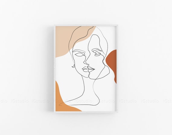 Caras Línea Simple Mujer Dibujo De Una Línea Arte Lineal - Etsy México