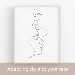 One Line Custom Portrait, Personalized Gift For Him, Portrait from photo, Couple Portrait, Custom Line Art, One Line Drawing, Printable Art