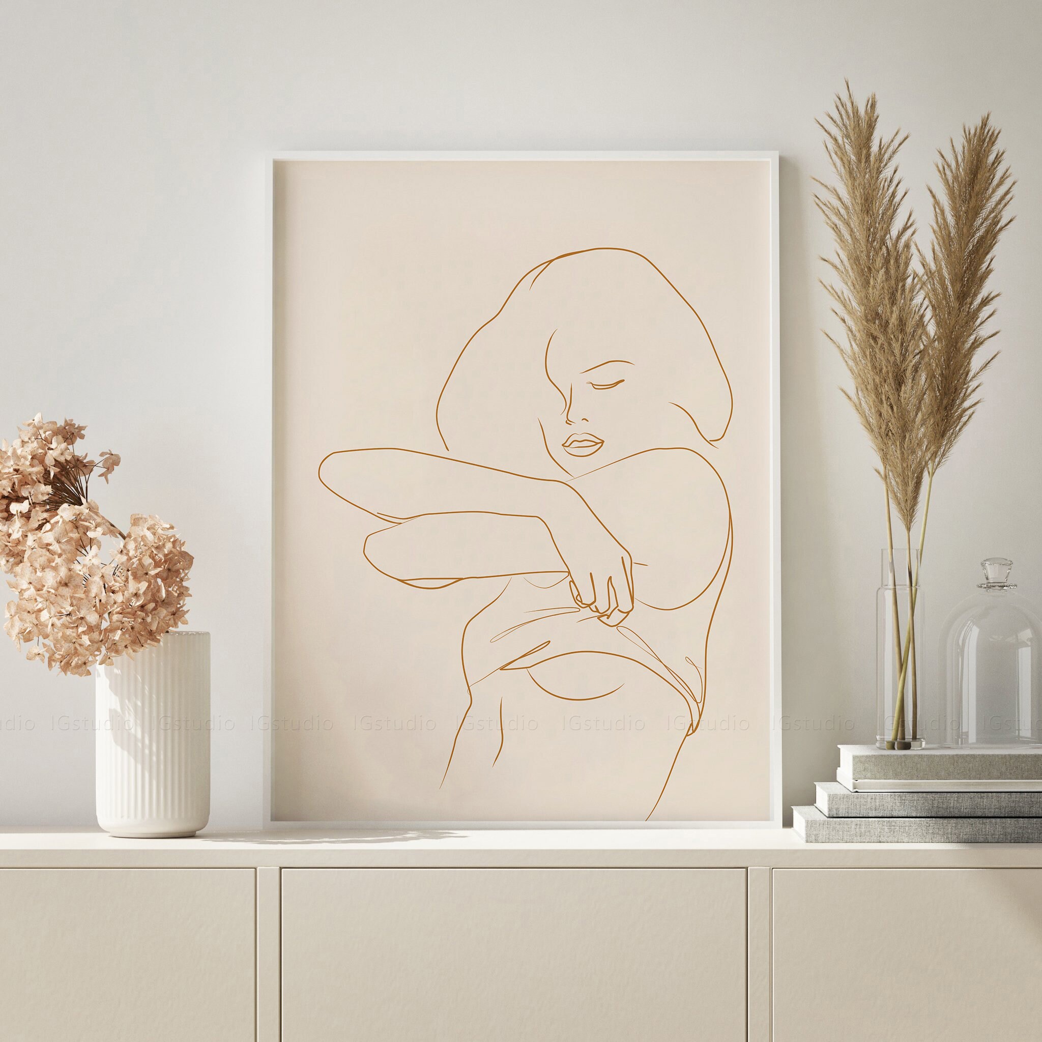 Abstract Woman Line Art Print, Female Body, Printable Wall Art ...