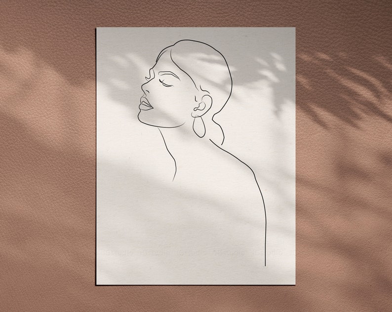 Frau In Einer Linie Gesicht Zeichnung Skizze Mode Druckbar Etsy de