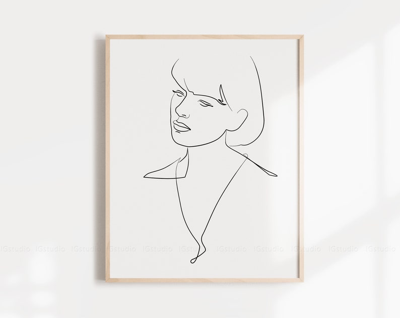 Woman Line Art Abstract Woman print One Line Drawing Printable line art Minimalist Line Art Poster Single Line Female Face Print