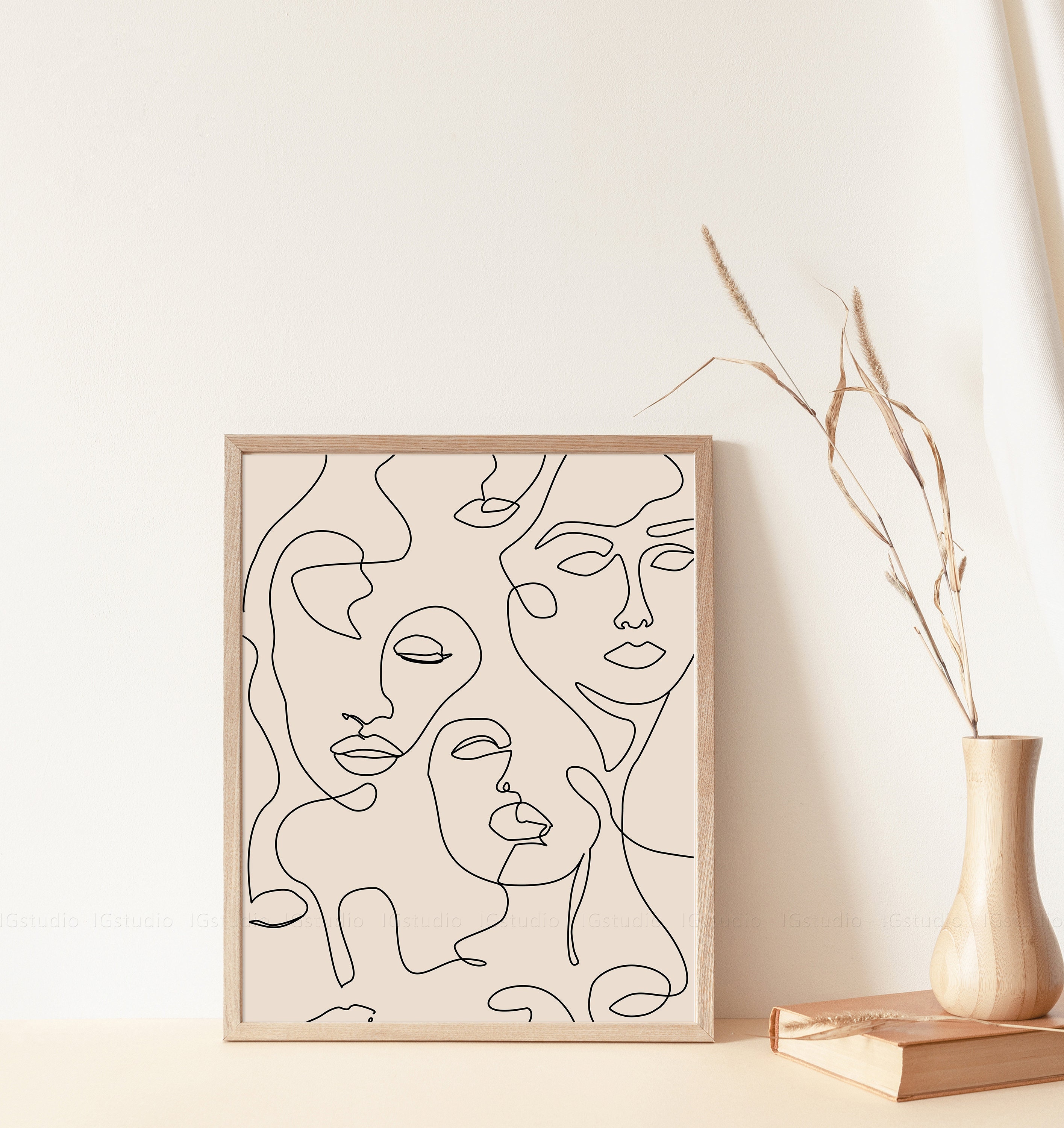 Abstract Line Art Face Poster, Woman One Line Drawing Poster, Continuous line, Female