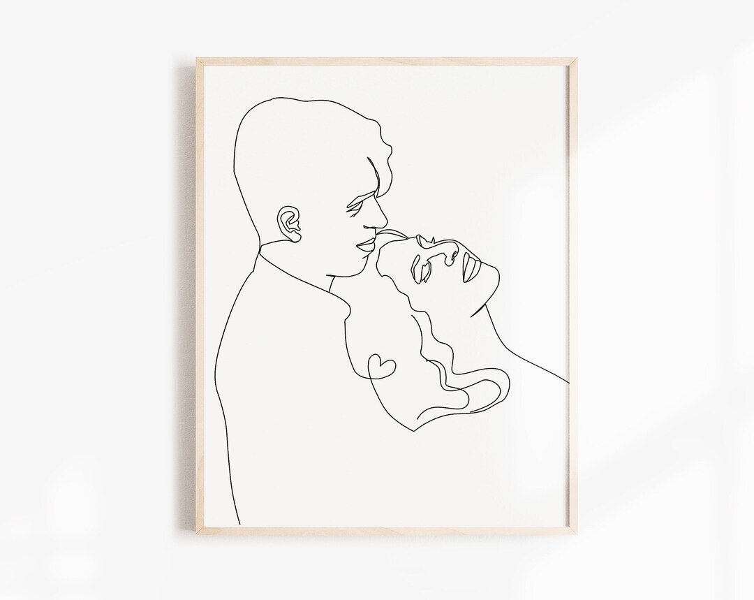 Custom Single Line Custom One Line Drawing, Personalized Gift for Him, One Line Portrait ...
