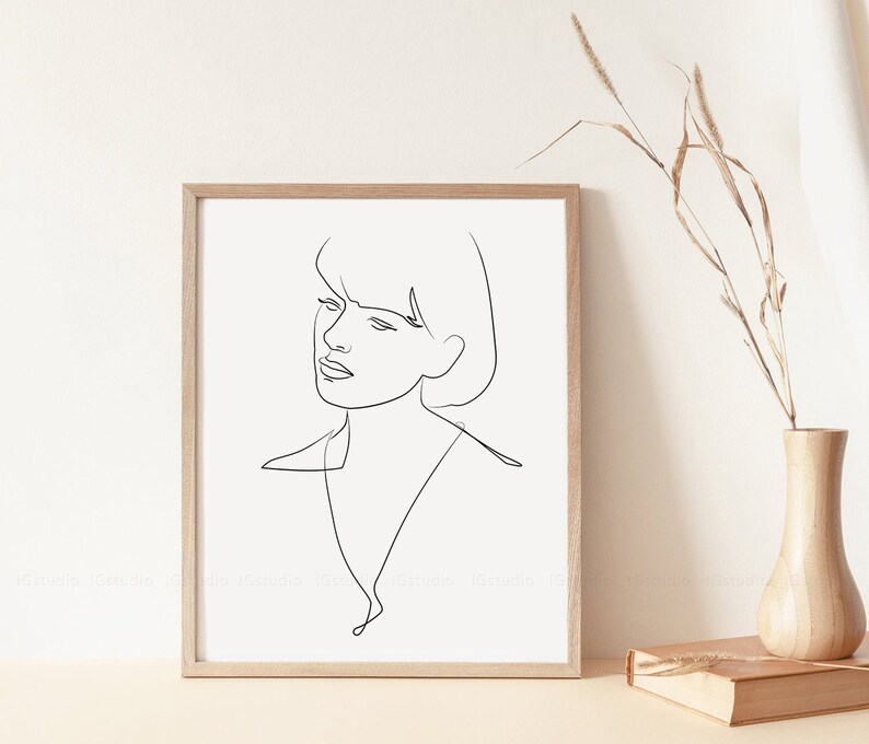 Woman Line Art Abstract Woman print One Line Drawing Printable line art Minimalist Line Art Poster Single Line Female Face Print