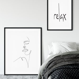 Relax Print, Printable Wall Art, Black and White Home Decor, Relax Sign ...