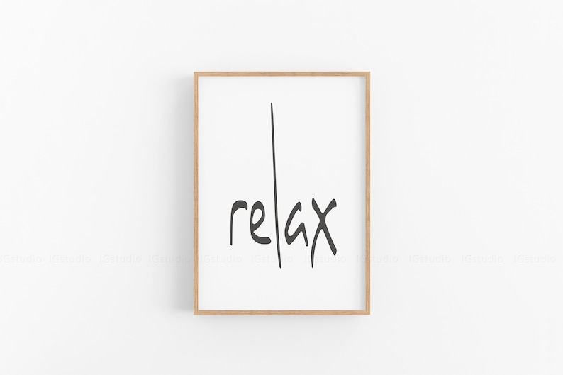 Relax Print Printable Wall Art Black and White Home Decor | Etsy