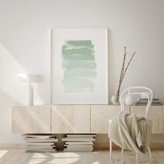 Brush Strokes Sage Green Printable Wall Art Abstract Print - Etsy