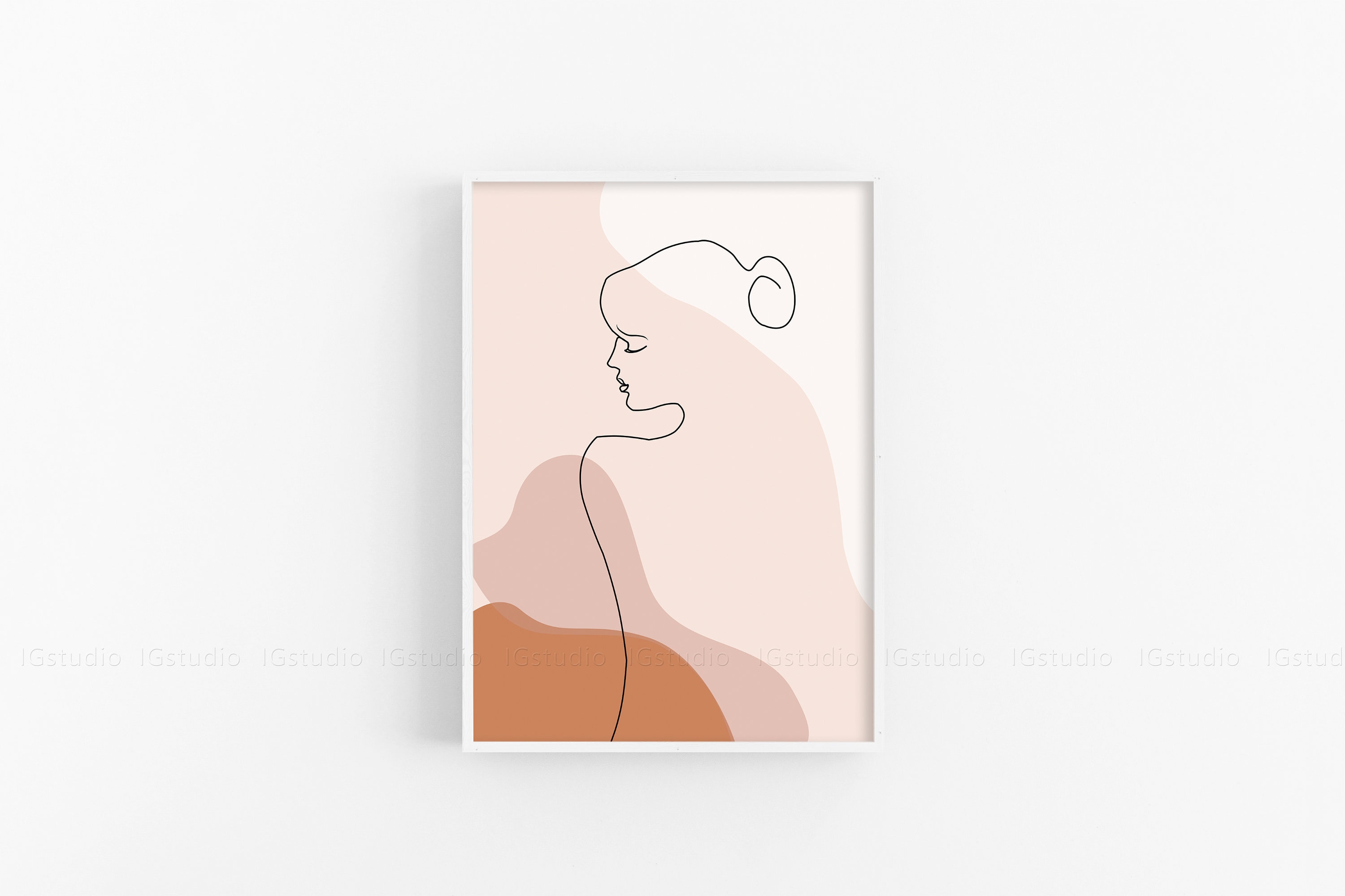Single Line Female Figure Printable, One Line Drawing, Woman Face Drawing, Minimalist Line Art, Female Neutral Tones Print, teen room decor