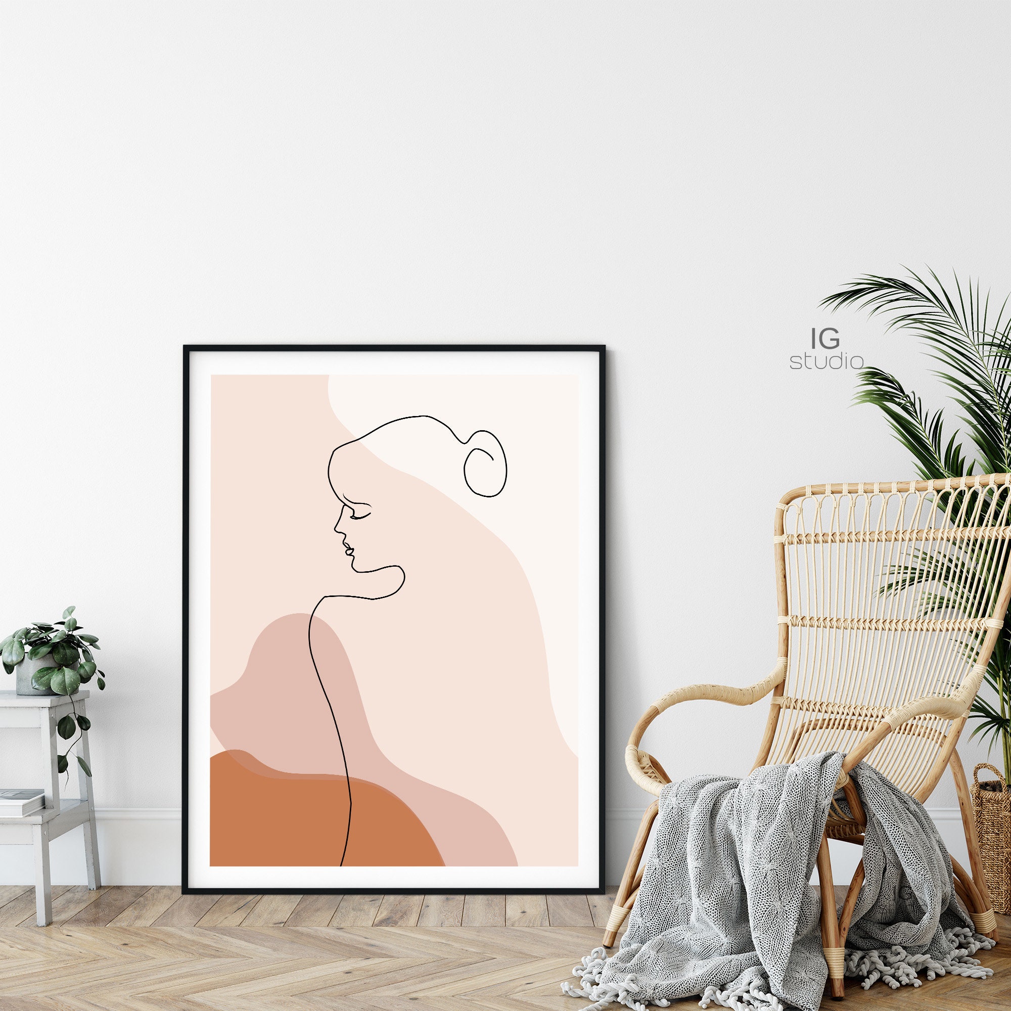Single Line Female Figure Printable, One Line Drawing, Woman Face ...