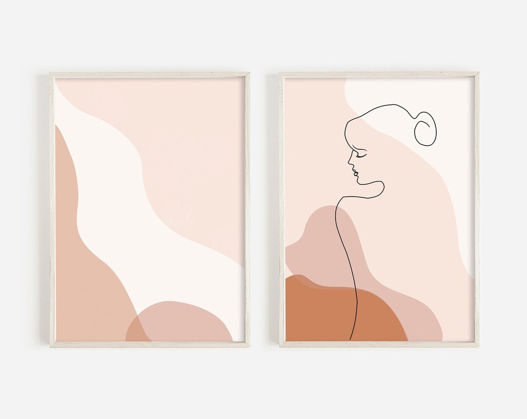 Set of 2 Abstract Prints, Printable Line Art, Female Figure Two Prints ...