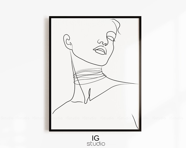Single Line Art Female Print One Line Drawing Printable Line Etsy