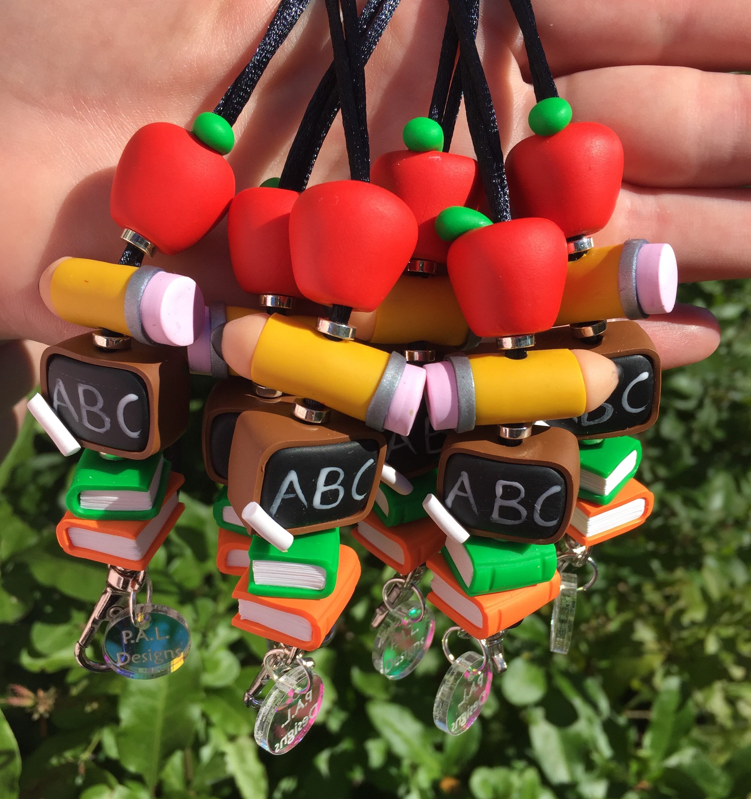 Teacher lanyard polymer clay lanyard pencil lanyard book Etsy