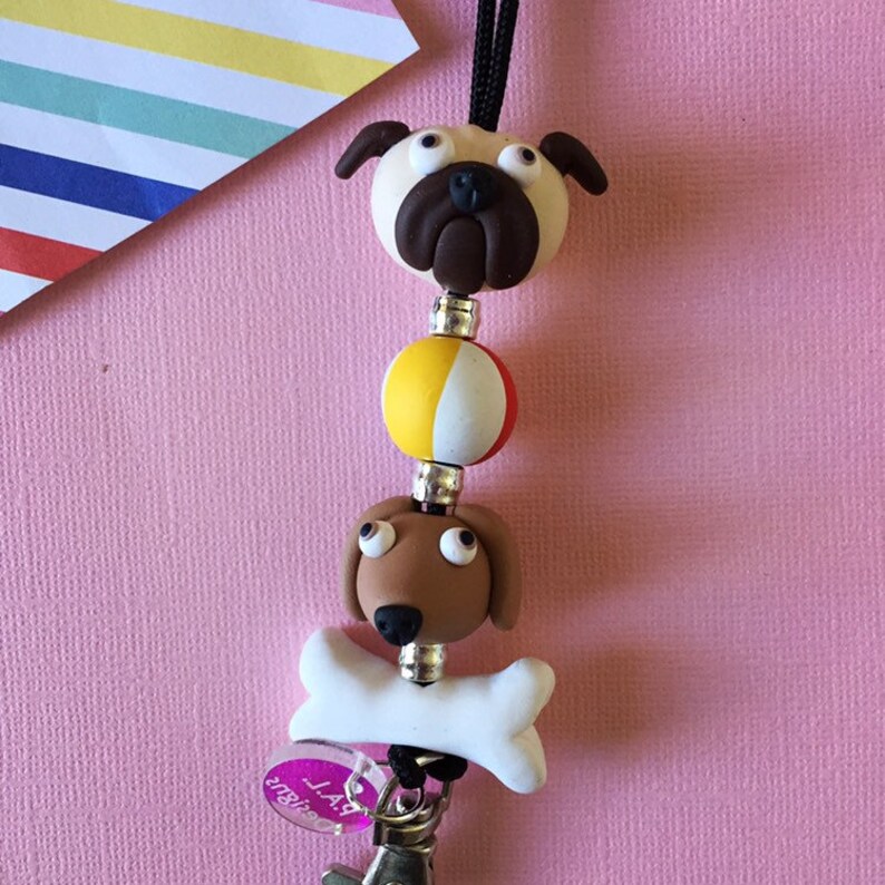 Pug & sausage dog Lanyard polymer clay lanyard teacher Etsy