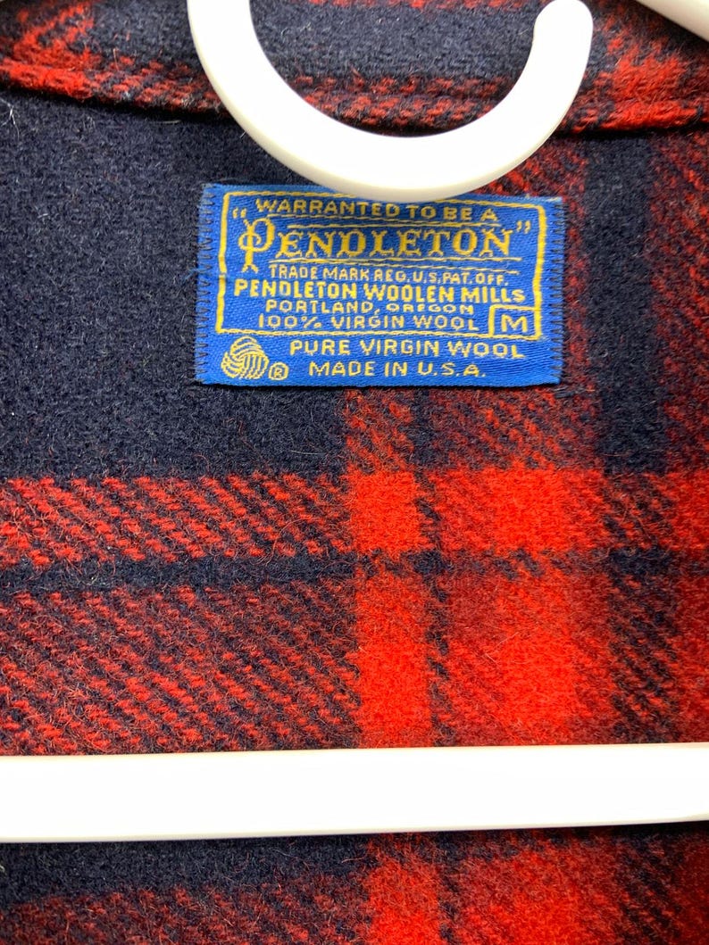 Pendleton Vintage 2 Flap Pocket 100% Virgin Wool Plaid Button Up Jacket Size M imagem 5