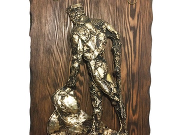 Vtg 70s Lg Wall Sculpture Art 3D Matador Bull Fighter Finesse Originals
