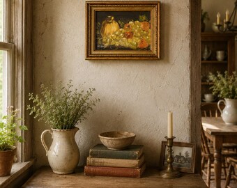 Vintage Mid Century Still Life Fruit Oil Painting Signed Witte Small