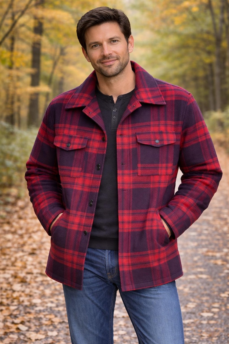 Pendleton Vintage 2 Flap Pocket 100% Virgin Wool Plaid Button Up Jacket Size M imagem 1