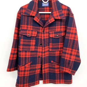Pendleton Vintage 2 Flap Pocket 100% Virgin Wool Plaid Button Up Jacket Size M imagem 2