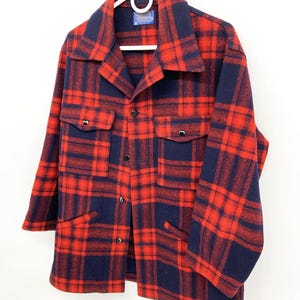 Pendleton Vintage 2 Flap Pocket 100% Virgin Wool Plaid Button Up Jacket Size M imagem 3