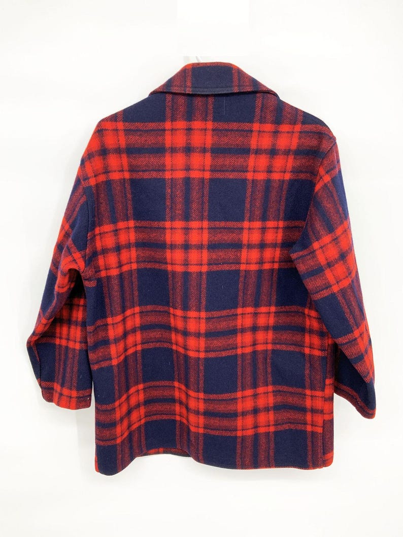 Pendleton Vintage 2 Flap Pocket 100% Virgin Wool Plaid Button Up Jacket Size M imagem 4