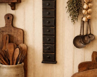 Primitive Style Wooden 8 Drawer Apothecary Spice Cabinet