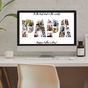 Papa Photo Collage Letters Printable, Editable Canva Template, Memory Papa Birthday or Father&#39;s Day Gift, Wall Art, Custom Picture Frame