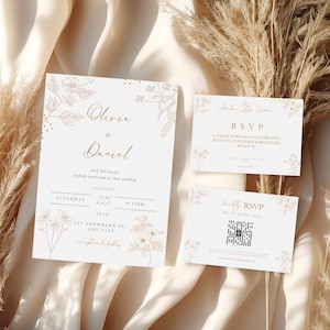 Elegant Wedding Invitation Suite: Minimalist Canva Template (Digital Download)