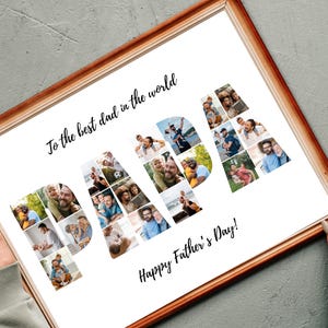 Colagem de fotos de cartas do PAPA para impressão, modelo de presente para papai editável no Canva, moldura personalizada para o pai, arte de parede personalizada para o Dia dos Pais.