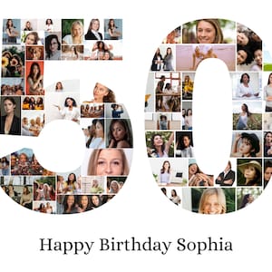 50th Birthday Photo Collage Template: Editable Canva Gift (Digital Download)