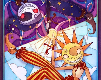 Zon + maan - A3-kunstdruk - beveiligingsinbreuk FNAF