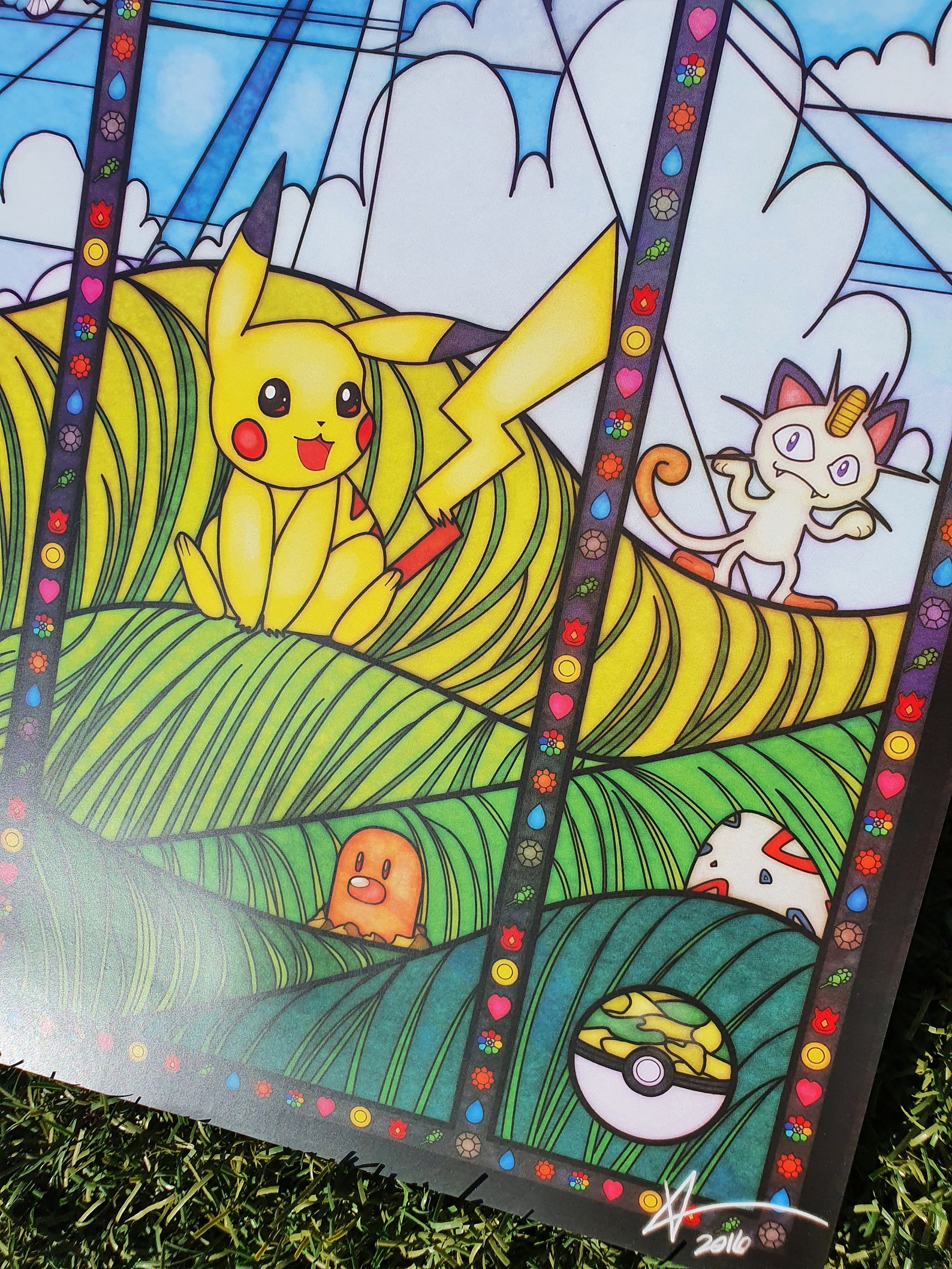 Pokemon Window Stained Glass Inspired A3 Print Poster Etsy Australia
