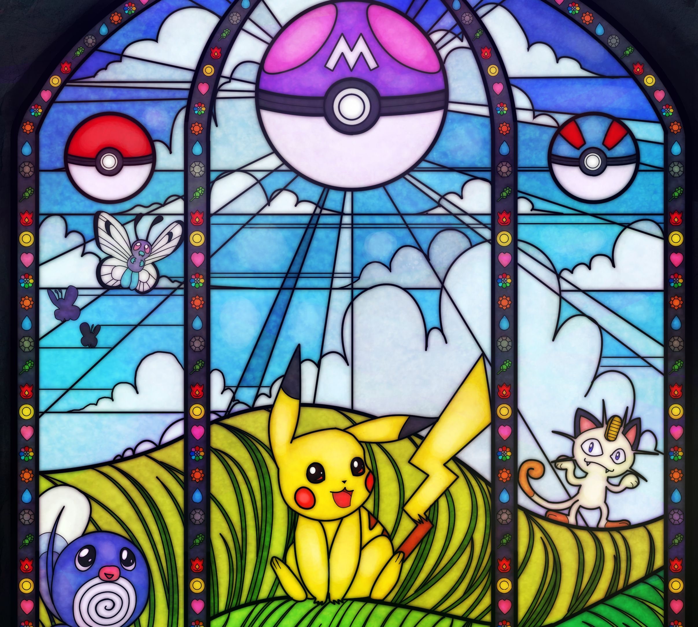I made a Pokemon stained glass for my mans birthday gift. : r/pokemon