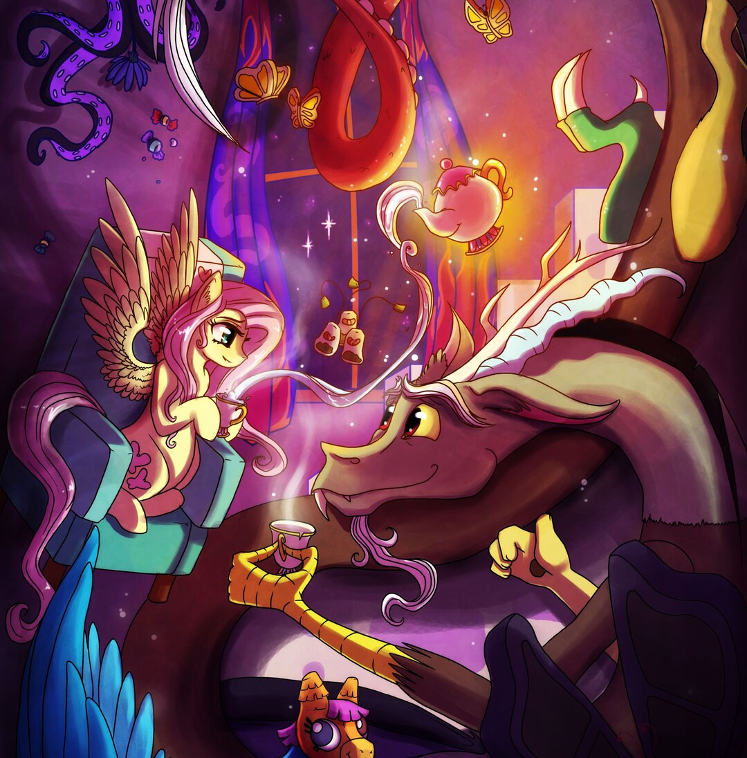 Tea Party A3 Print Fluttershy Discord MLP My Little Pony - Etsy