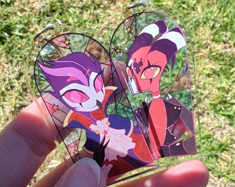 Stained Glass Acrylic Keychains - PAIR Stolitz - Stolas + Blitzo - Helluva Boss