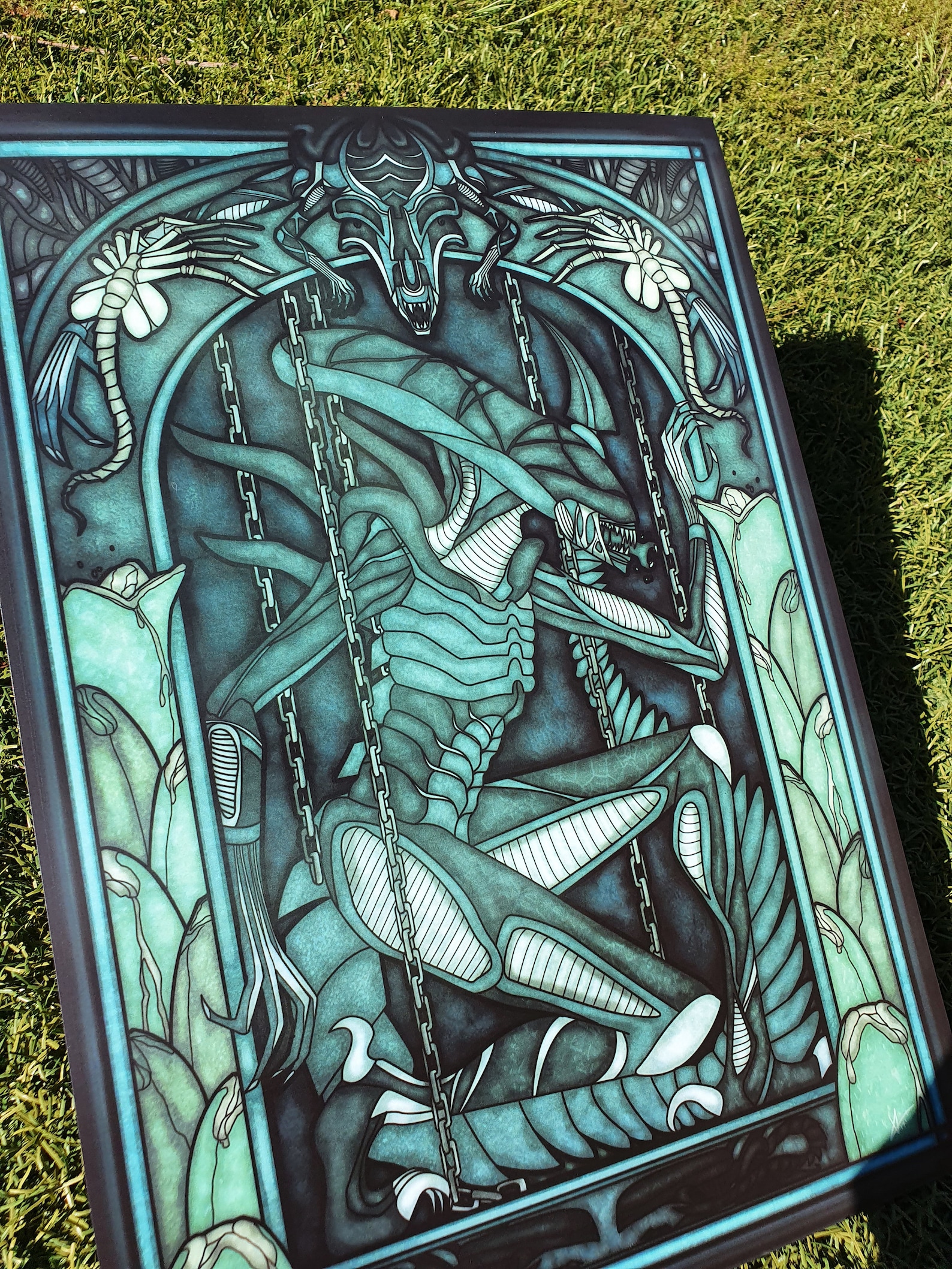 Xenomorph Stained Glass A3 Print Alien Queen Art Print Etsy
