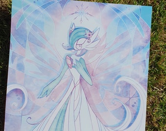 Gardevoir - Pokemon glas-in-lood A3-kunstafdruk - Fairy Pocket Monster