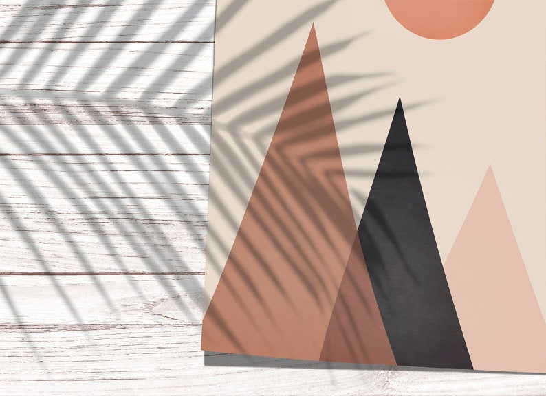 Geometric minimalist landscape abstract mountain immediate | Etsy