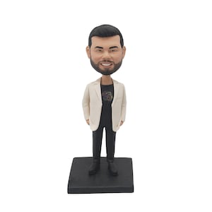 Personalized Father Bobblehead: Custom 3D Polymer Clay Figurine