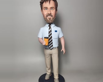 Custom Man Bobblehead with Cup, Personalized Figurine